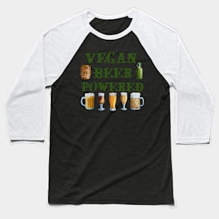 VEGAN BEER POWERED - GREEN ST PATRICKS DAY TEXT Baseball T-Shirt